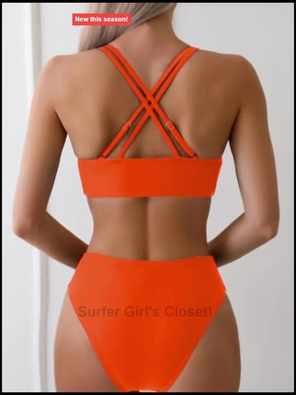 Women's V-Neck Push Up Bikini Set with Criss Cross Back